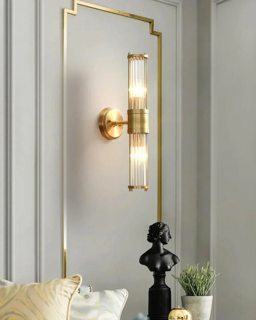 The Lumina Bloom Brass Crystal Japandi Wall Lamp