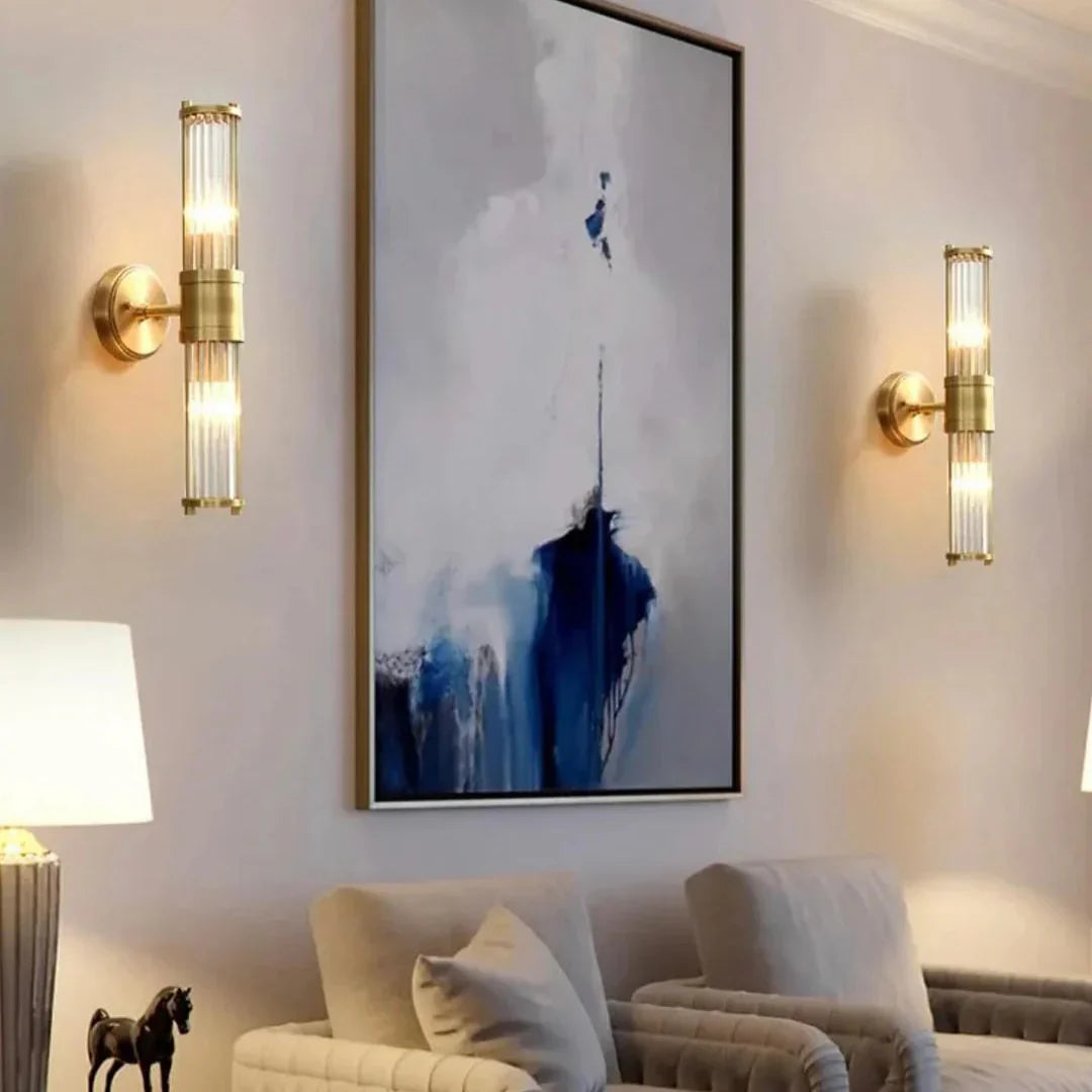 The Lumina Bloom Brass Crystal Japandi Wall Lamp