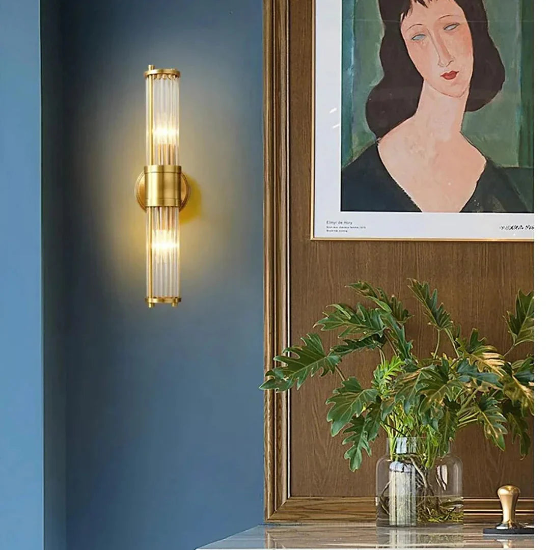 The Lumina Bloom Brass Crystal Japandi Wall Lamp