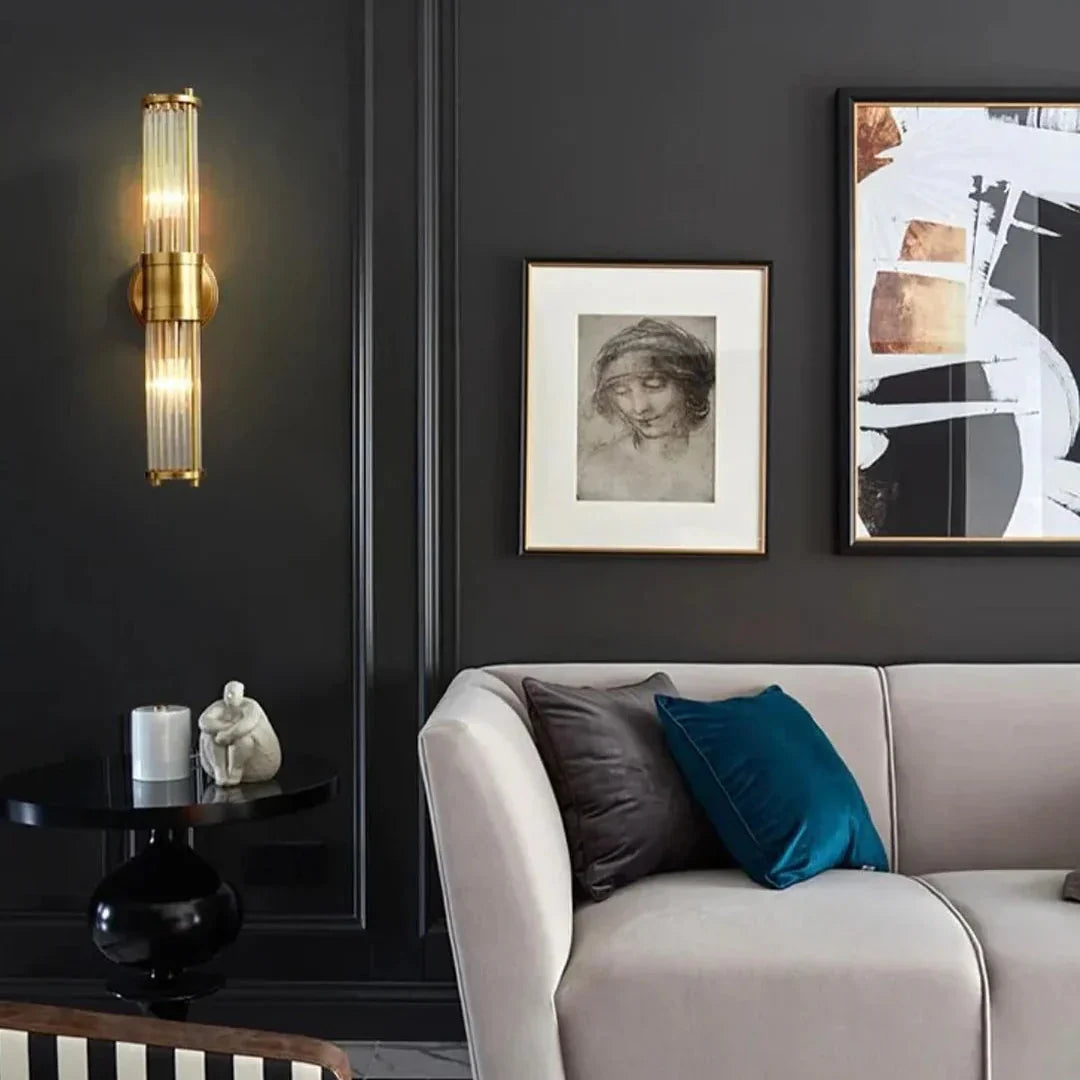 The Lumina Bloom Brass Crystal Japandi Wall Lamp