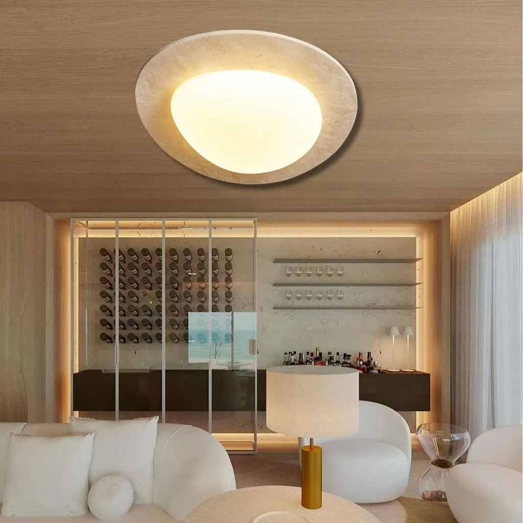 Creative Nordic Cream Travertine Ceiling Light