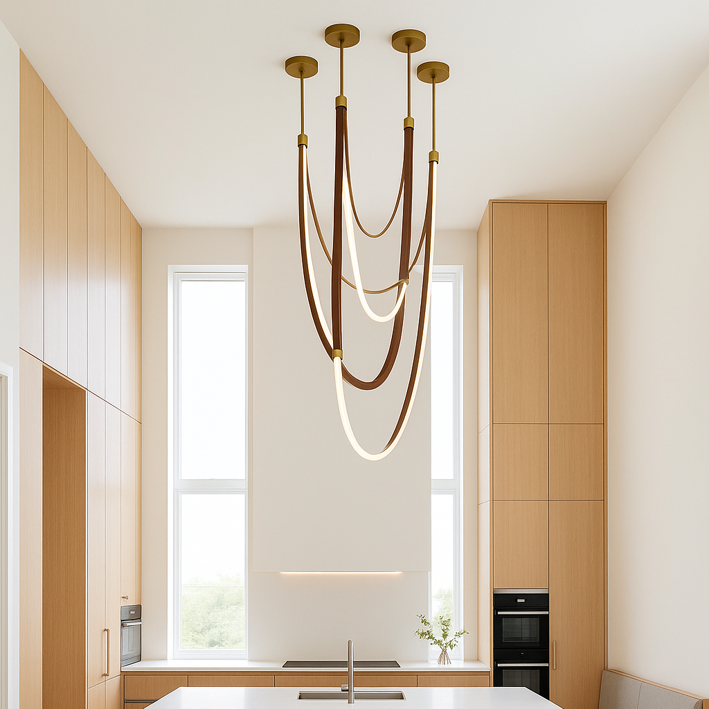 Nordic PU Leather LED Belt Ceiling Light
