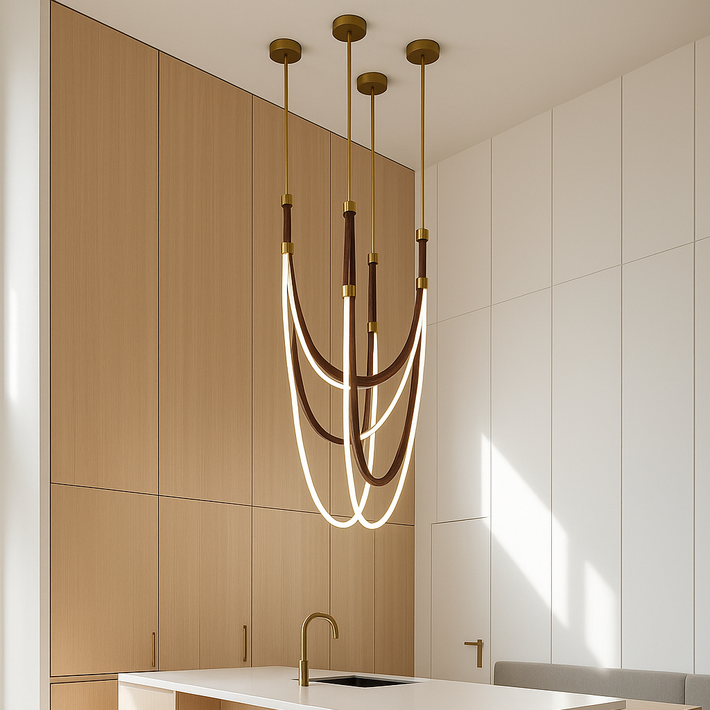 Nordic PU Leather LED Belt Ceiling Light