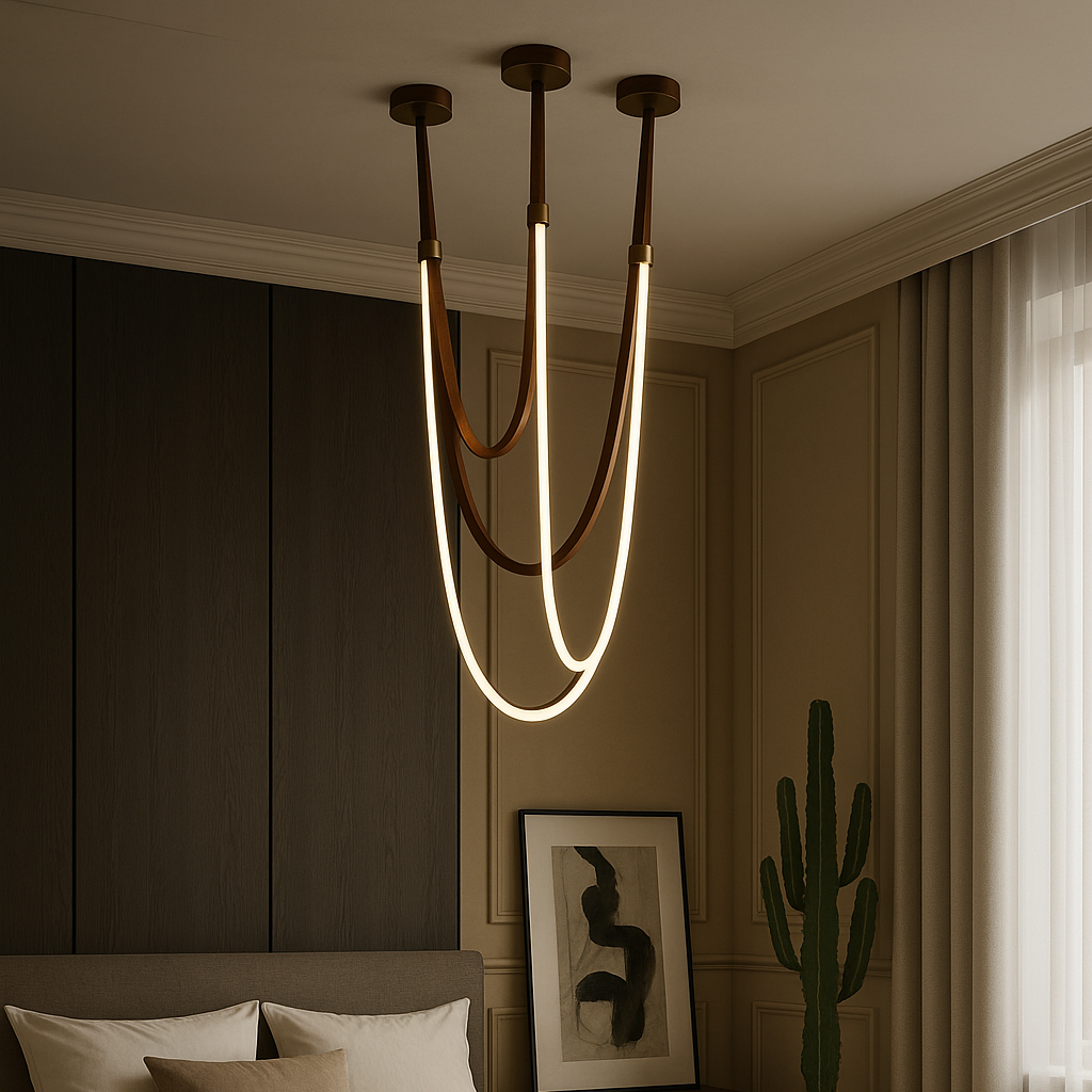 Nordic PU Leather LED Belt Ceiling Light
