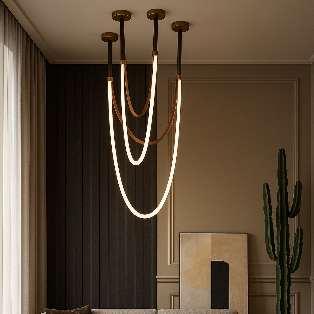 Nordic PU Leather LED Belt Ceiling Light