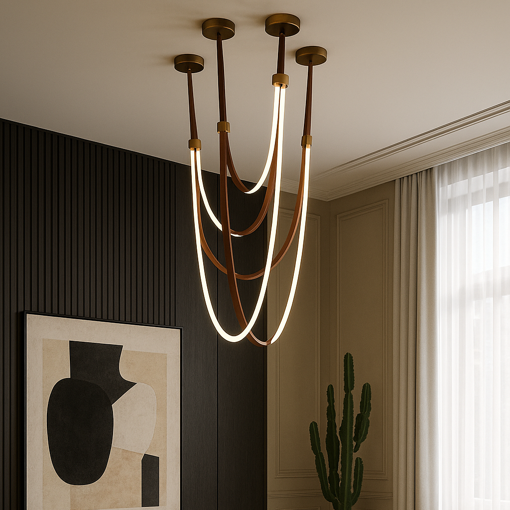 Nordic PU Leather LED Belt Ceiling Light
