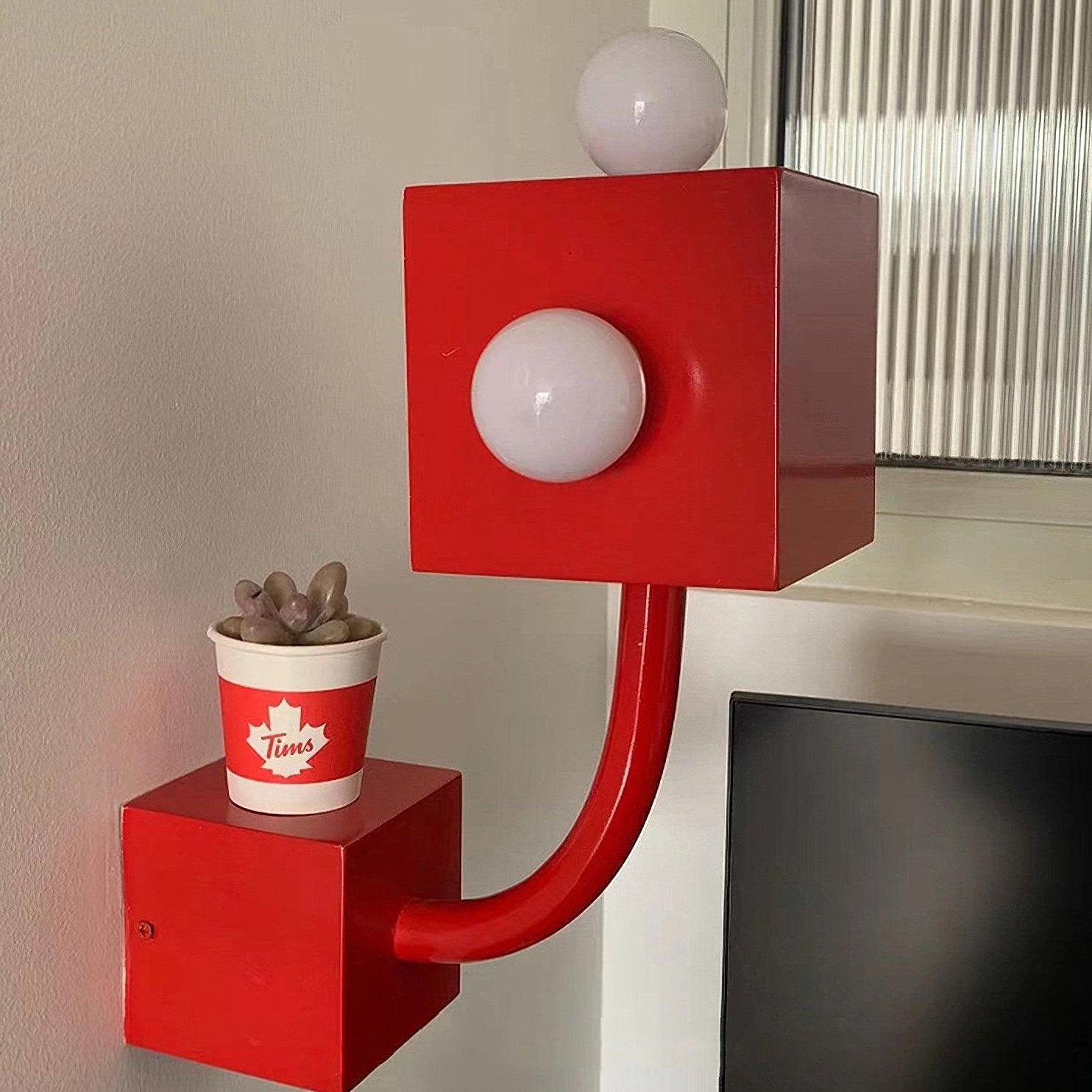 Modern Red Cube Wall Light