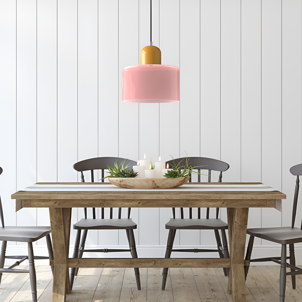 Nordic Iron Body Two-Tone Glass Pendant Light