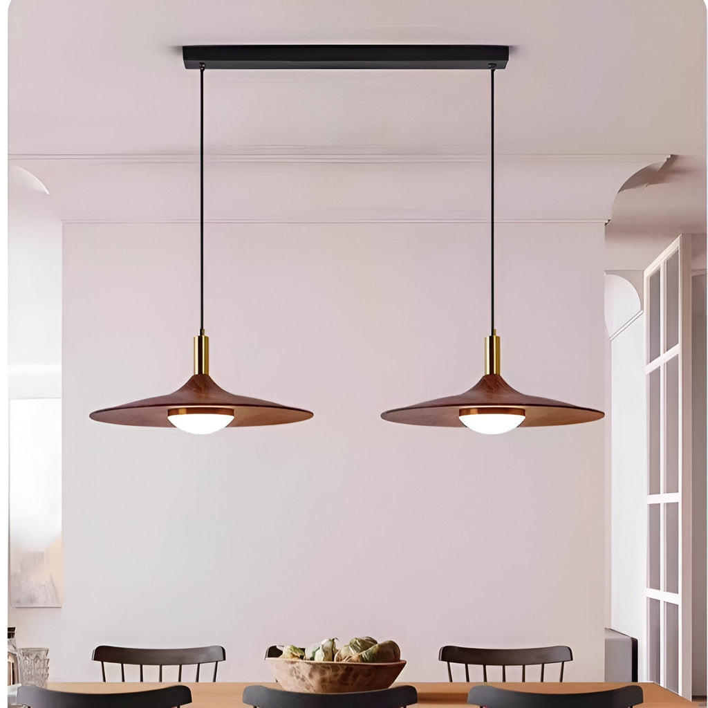 Nordic Style Walnut-Finish Iron Pendant Light