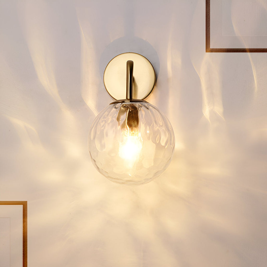 Modern Retro Rippled Glass Sphere Wall Light