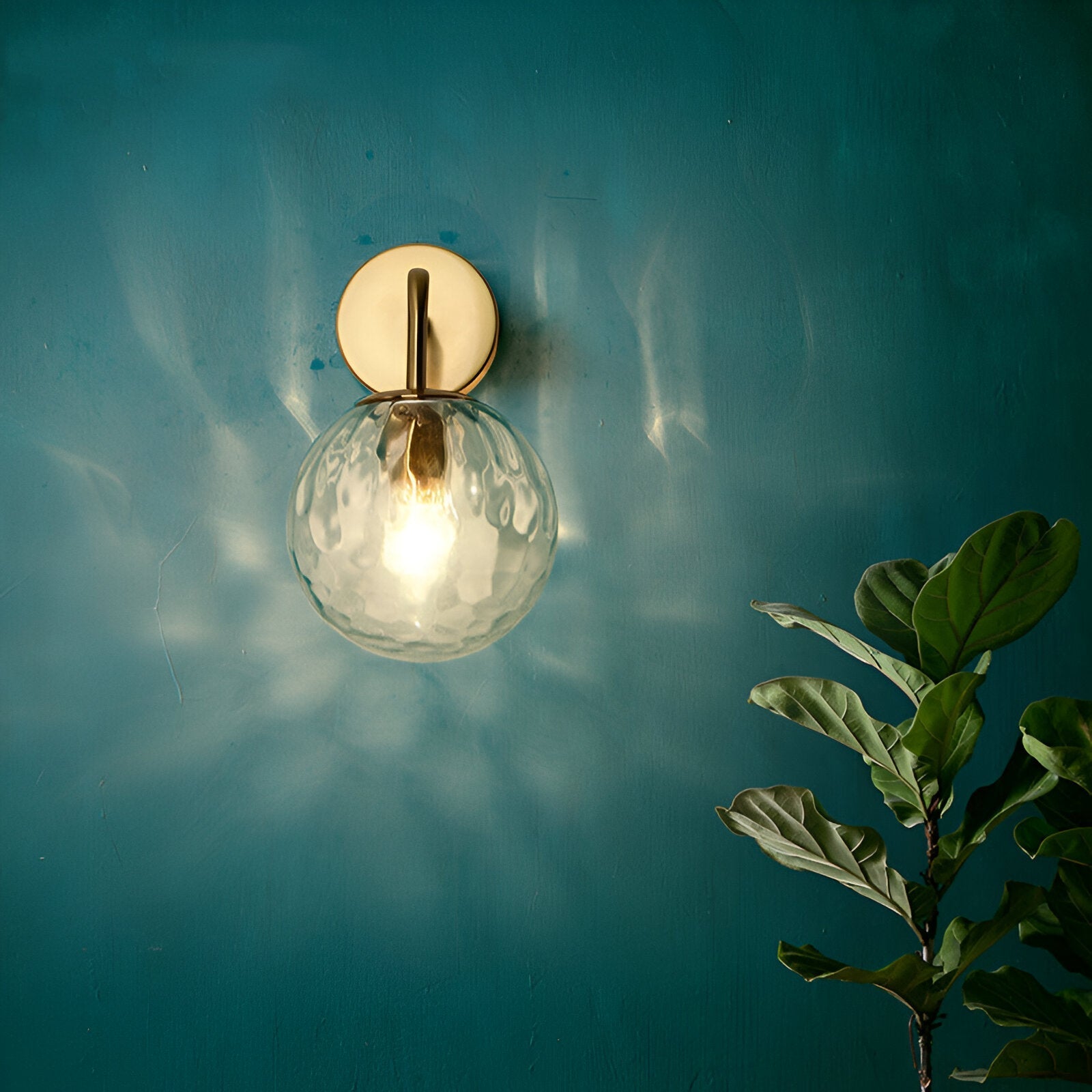 Modern Retro Rippled Glass Sphere Wall Light