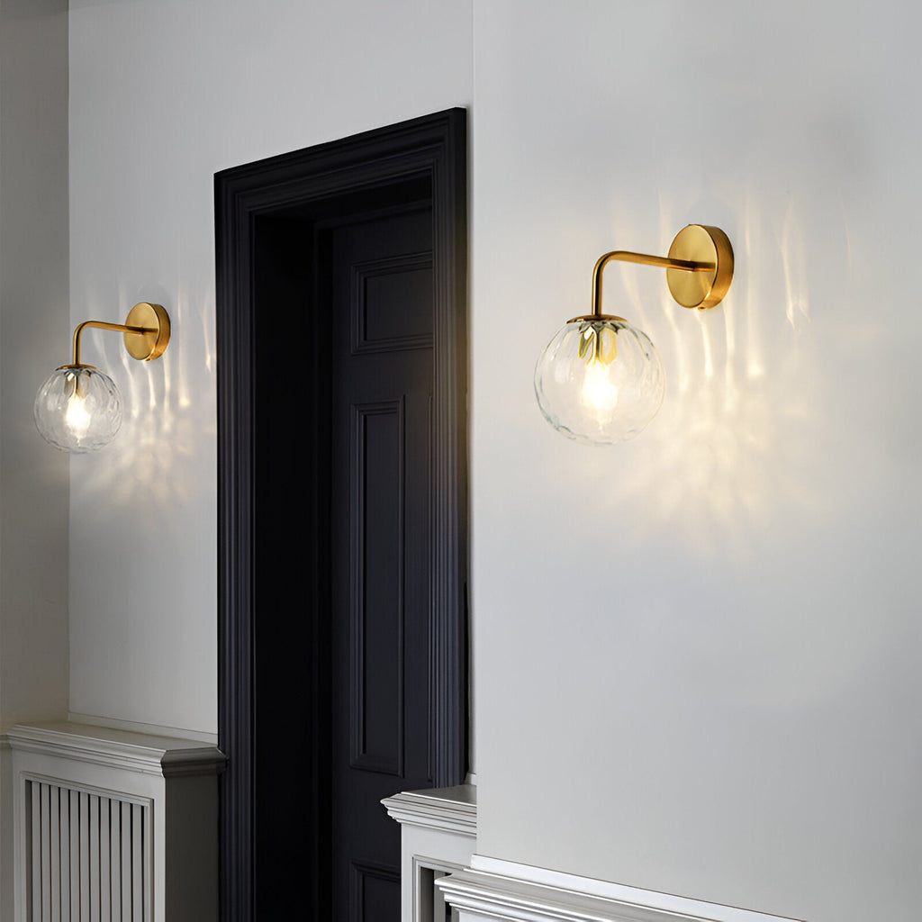 Modern Retro Rippled Glass Sphere Wall Light