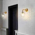 Modern Retro Rippled Glass Sphere Wall Light