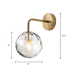 Modern Retro Rippled Glass Sphere Wall Light