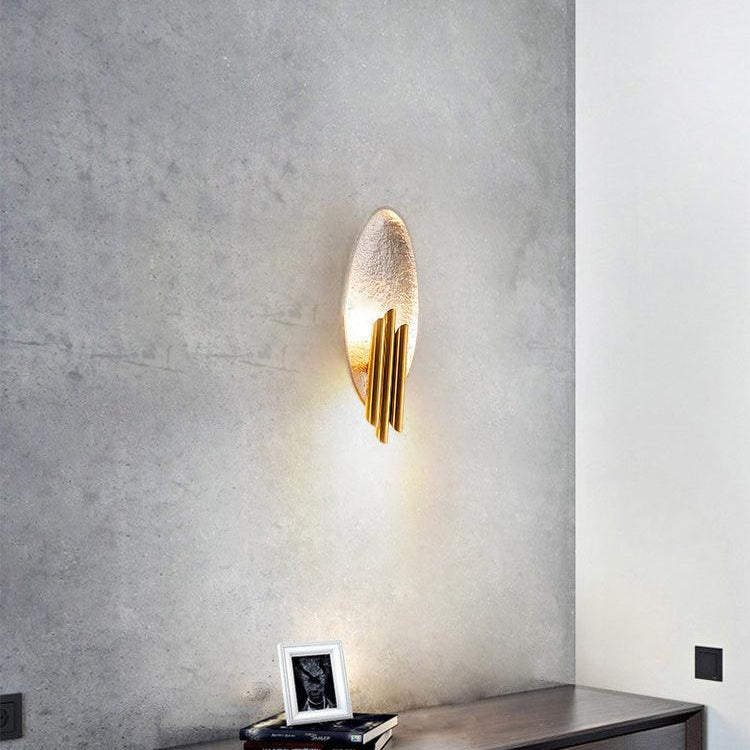 Luxury Oval Gold Foil Texture Metal Wall Light