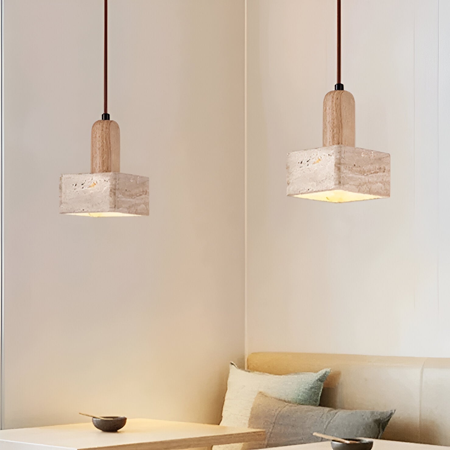 Travertine Square Pendant Light