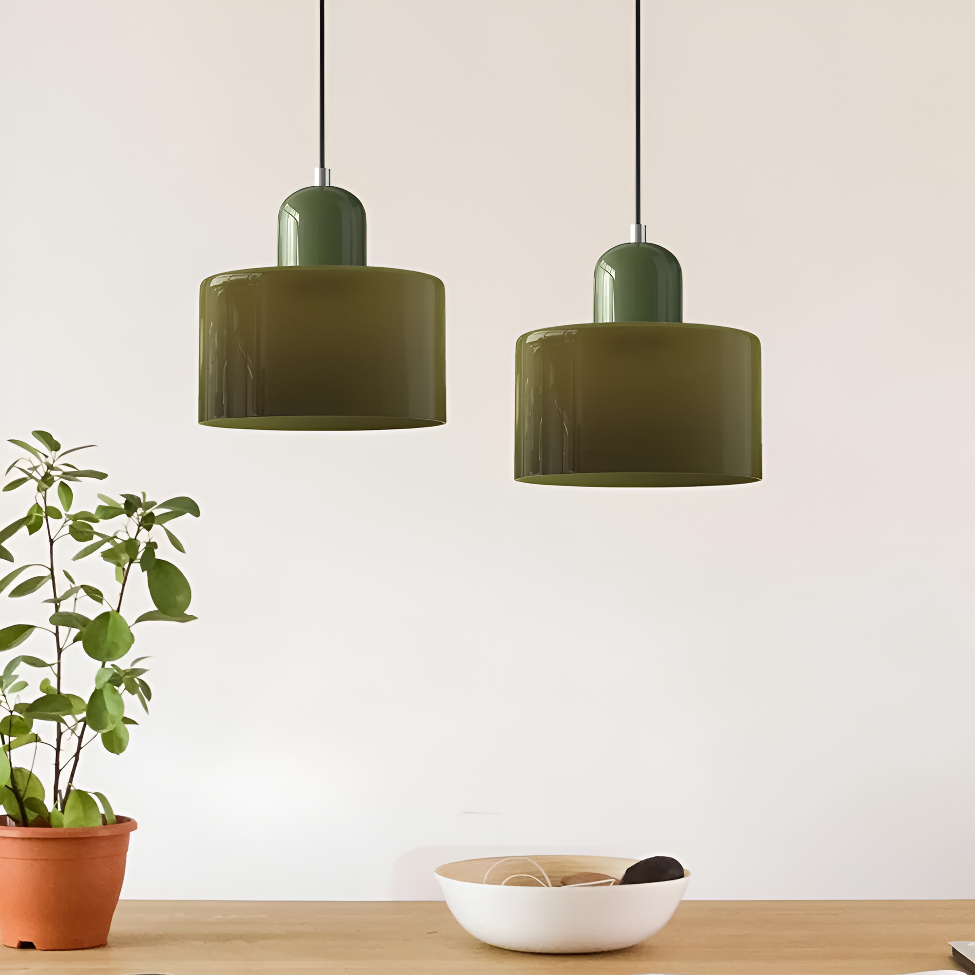 Nordic Iron Body Two-Tone Glass Pendant Light