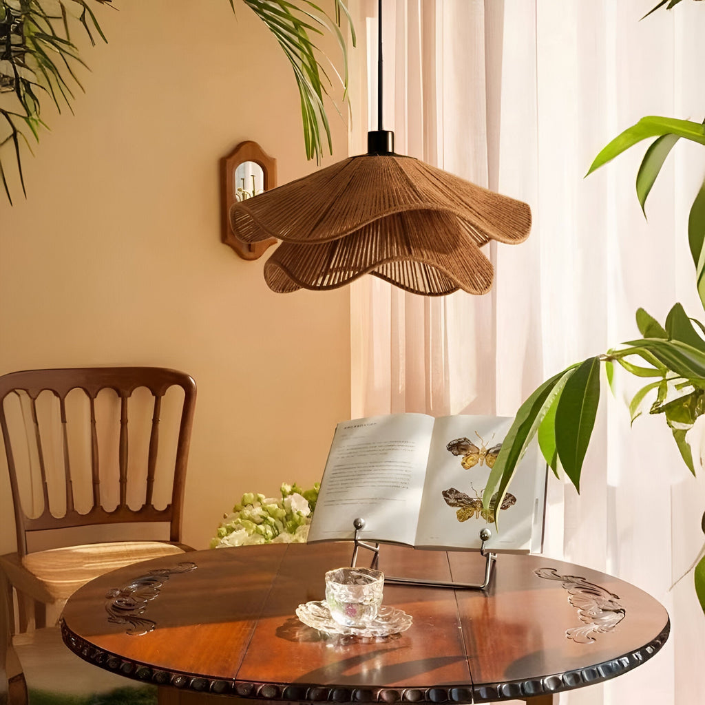 Cape Points Boho Natural Jute Fiber Pendant Light