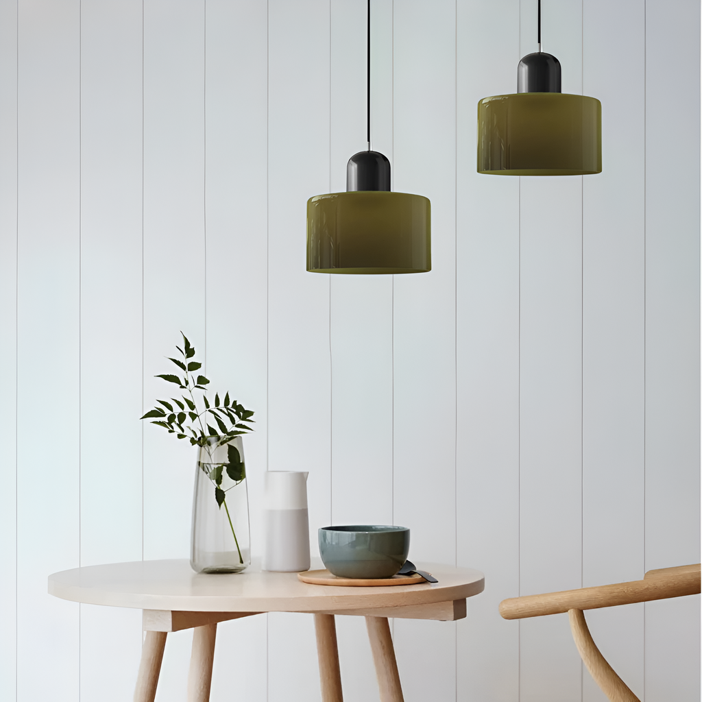 Nordic Iron Body Two-Tone Glass Pendant Light
