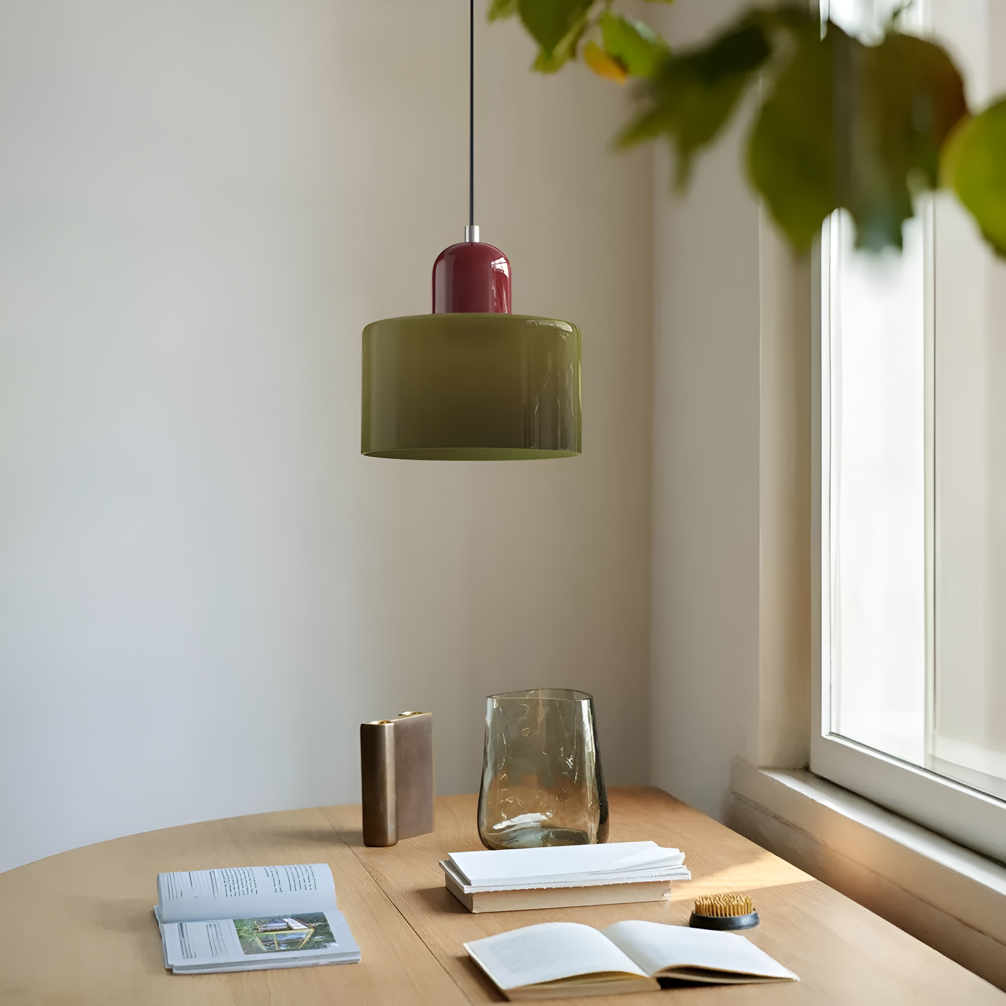 Nordic Iron Body Two-Tone Glass Pendant Light