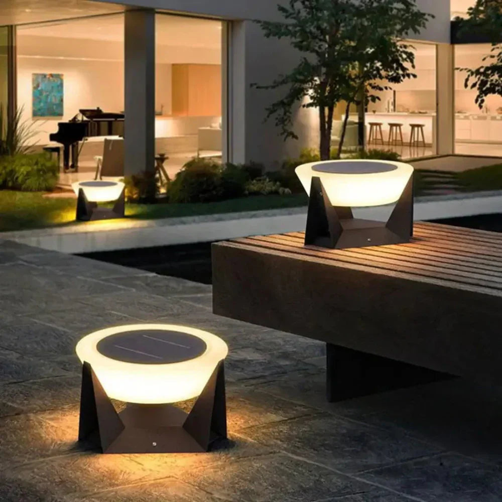 Illuminated Landing Modern Solar Iron Outdoor Lamp