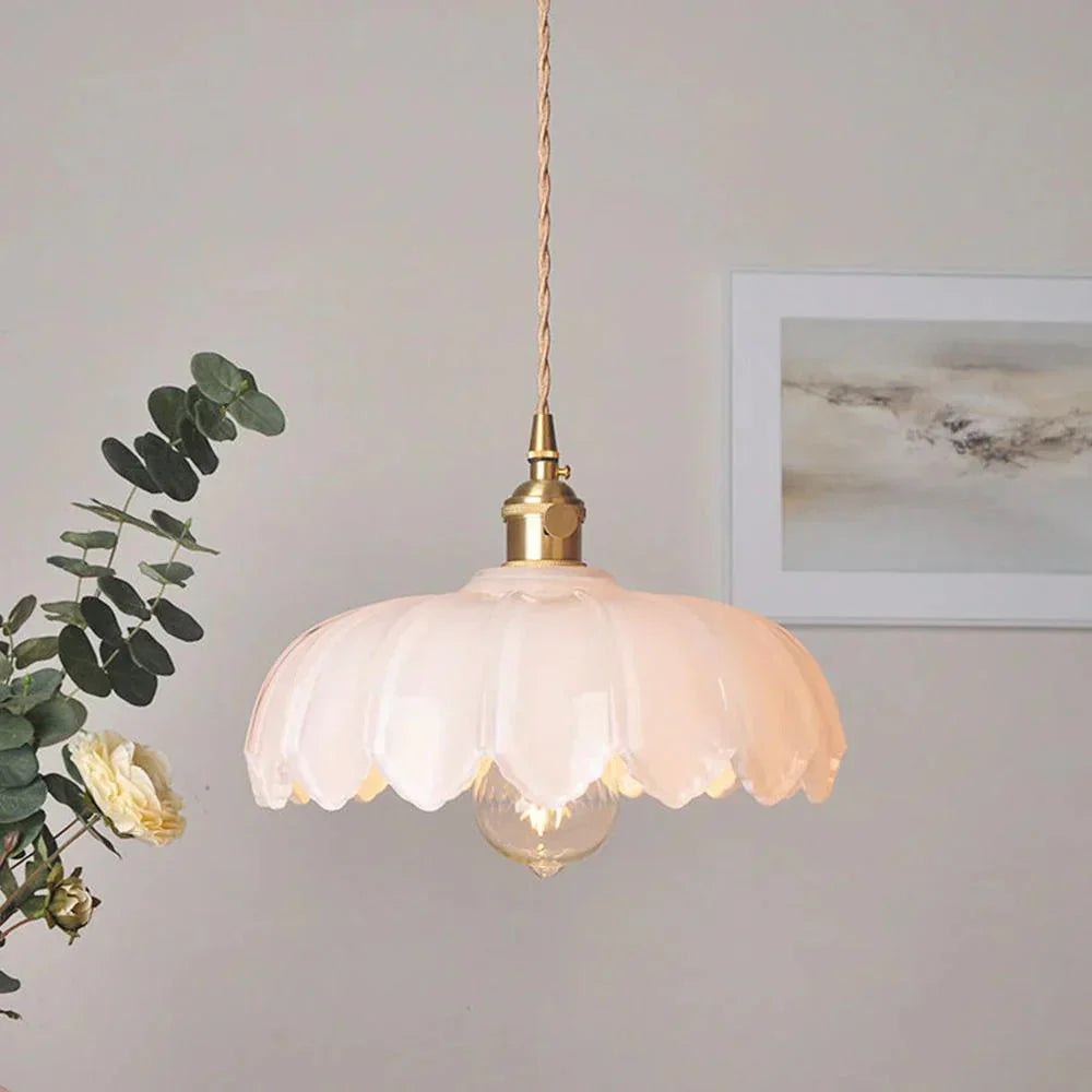 Emerald Lotus Retro Glass Ceiling Light