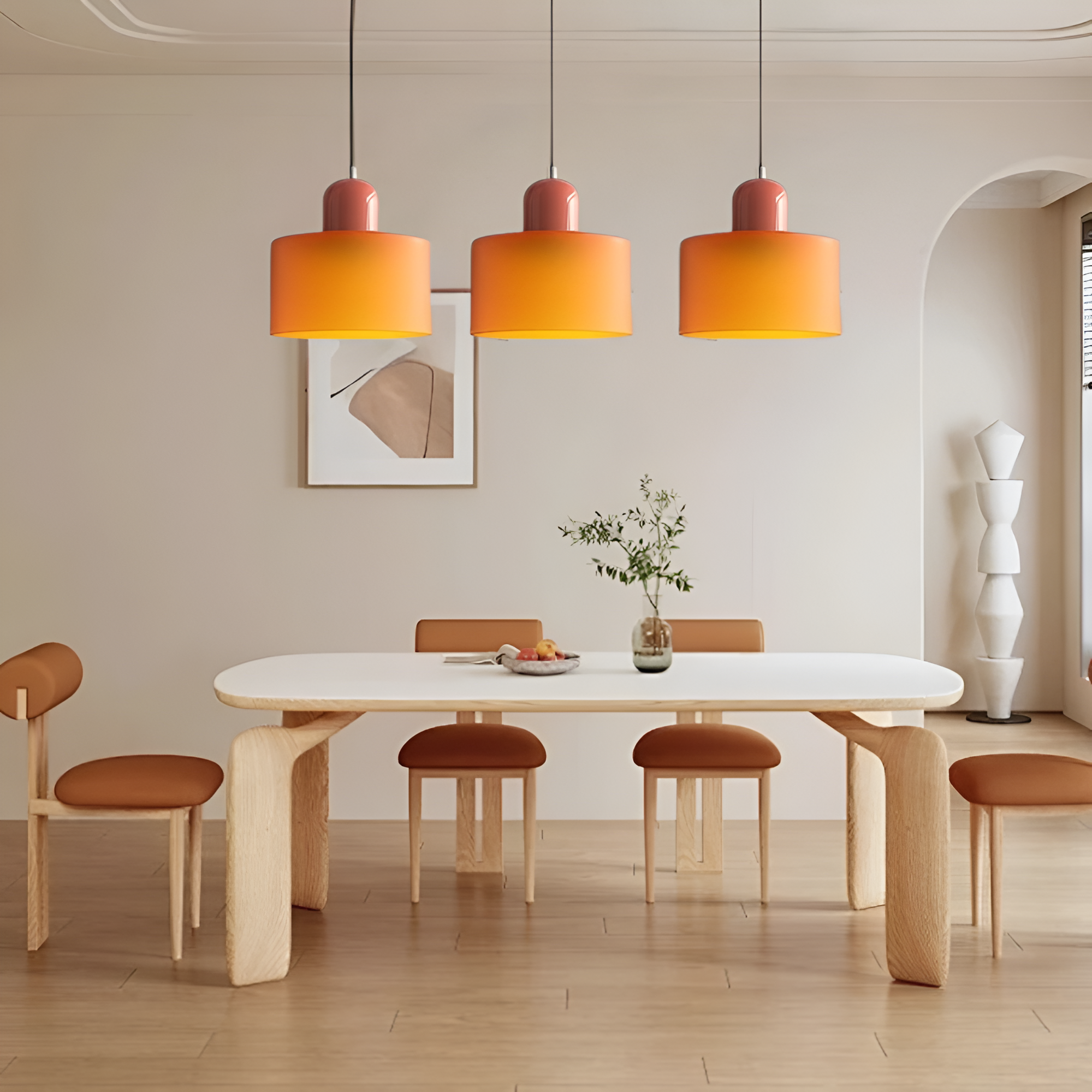Nordic Iron Body Two-Tone Glass Pendant Light