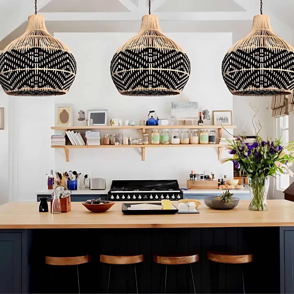 Midnight Natural Rattan Essence Pendant Light