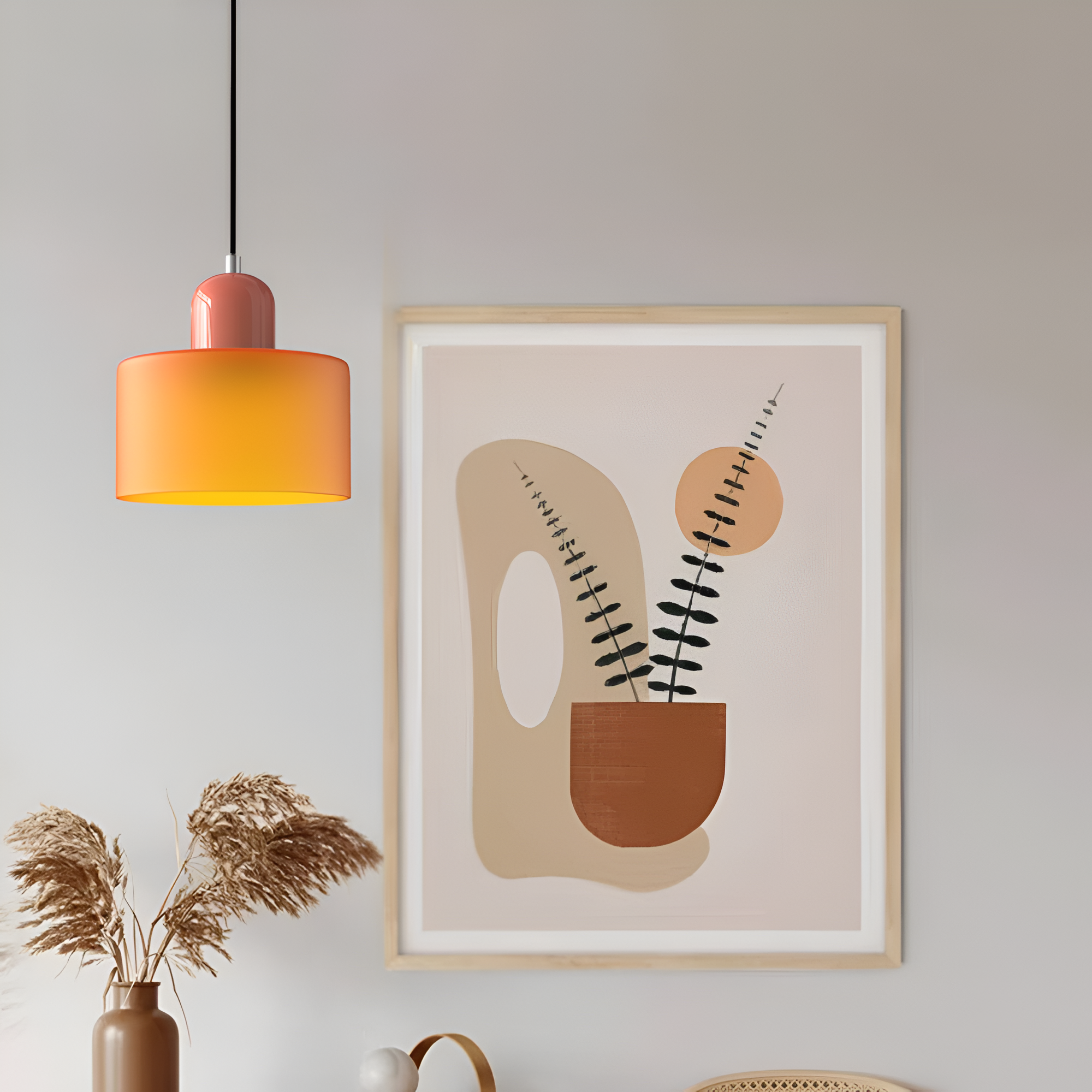 Nordic Iron Body Two-Tone Glass Pendant Light