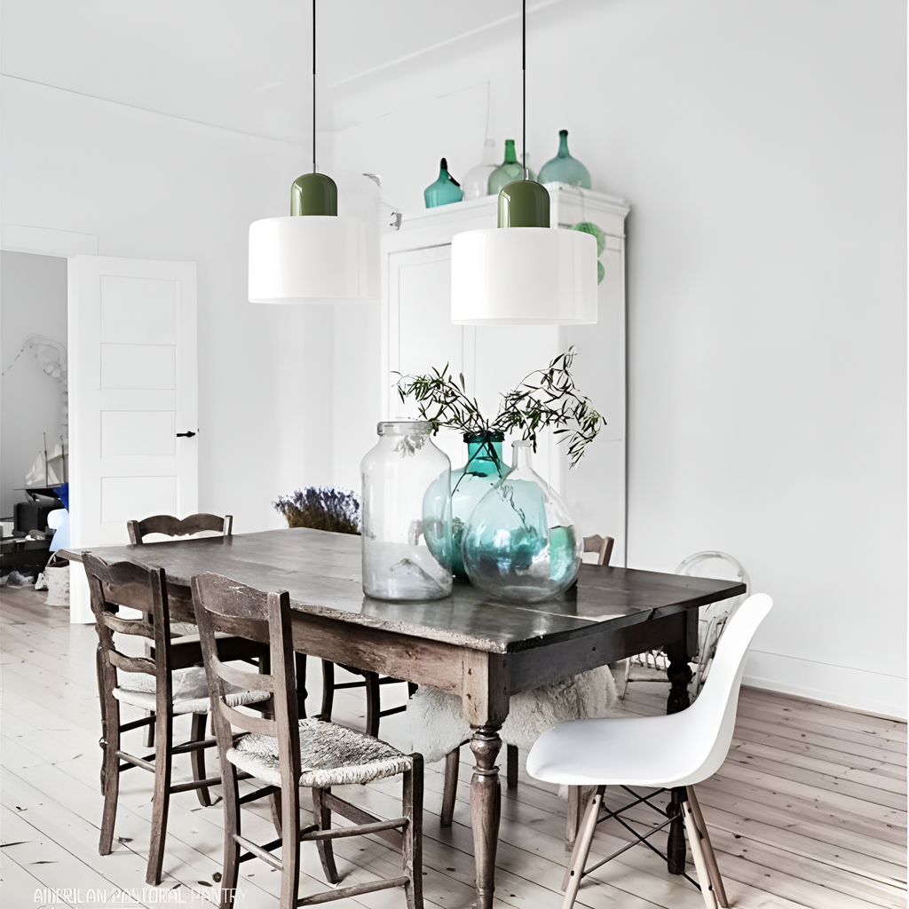 Nordic Iron Body Two-Tone Glass Pendant Light