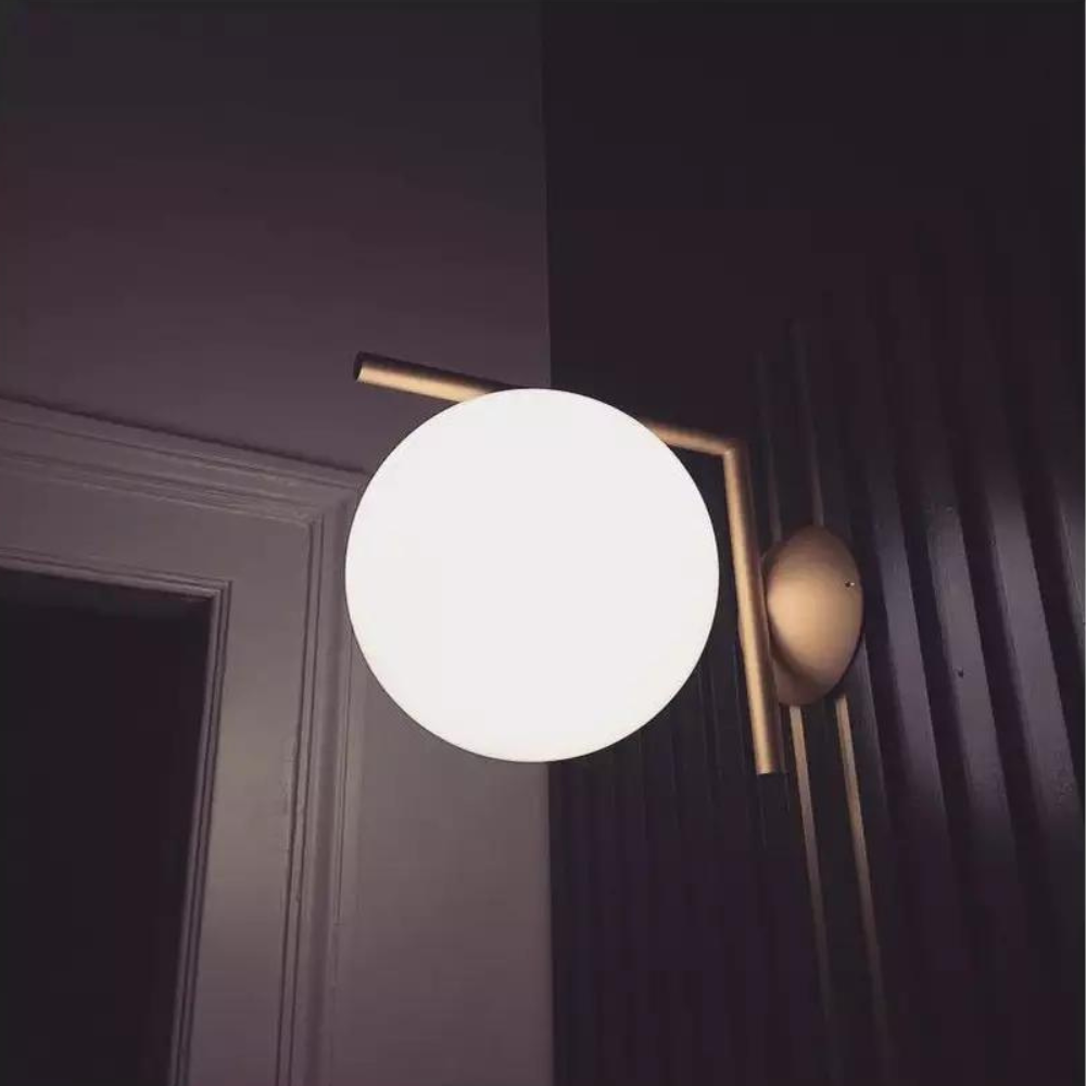 Calla Hanging Glass Globe Nordic Brass Wall Light