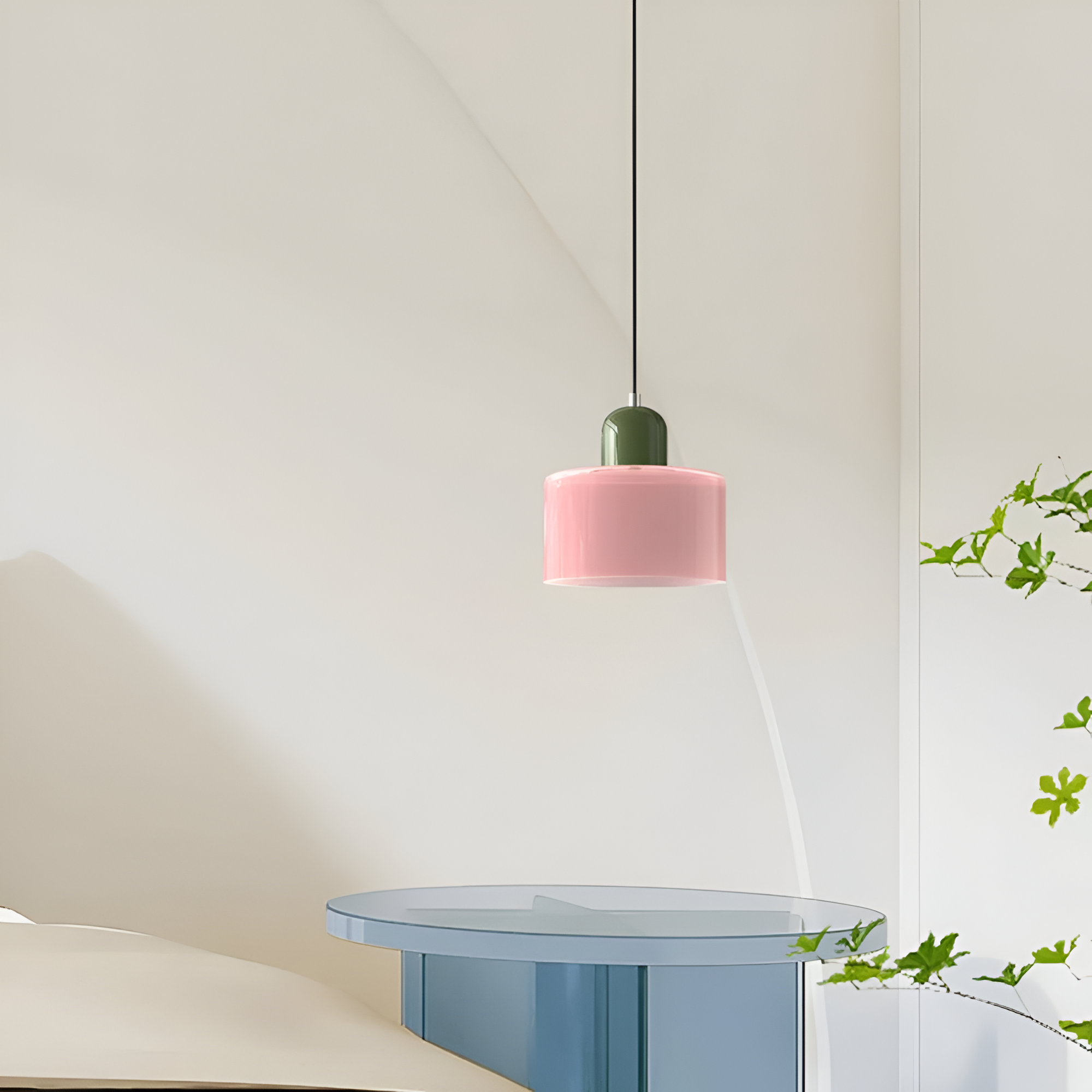 Nordic Iron Body Two-Tone Glass Pendant Light