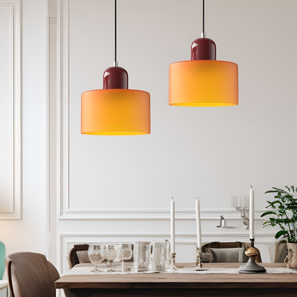 Nordic Iron Body Two-Tone Glass Pendant Light