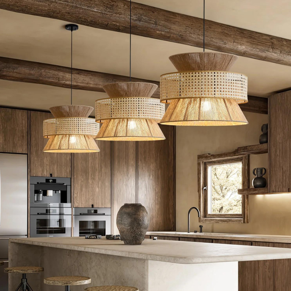 Handwoven Hemp Rope Rattan Veil Pendant Light