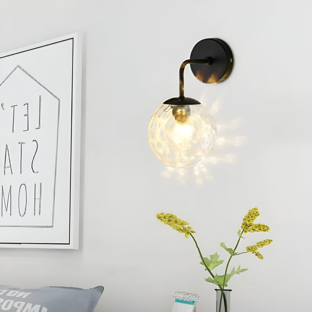 Modern Retro Rippled Glass Sphere Wall Light