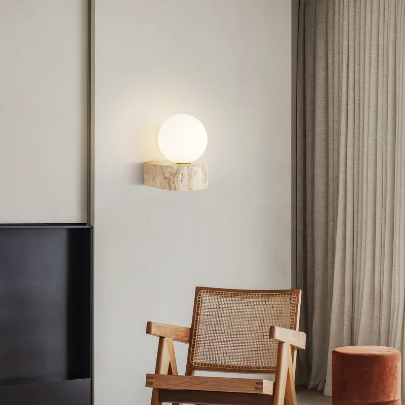 Travertine Hemisphere Wall Sconce