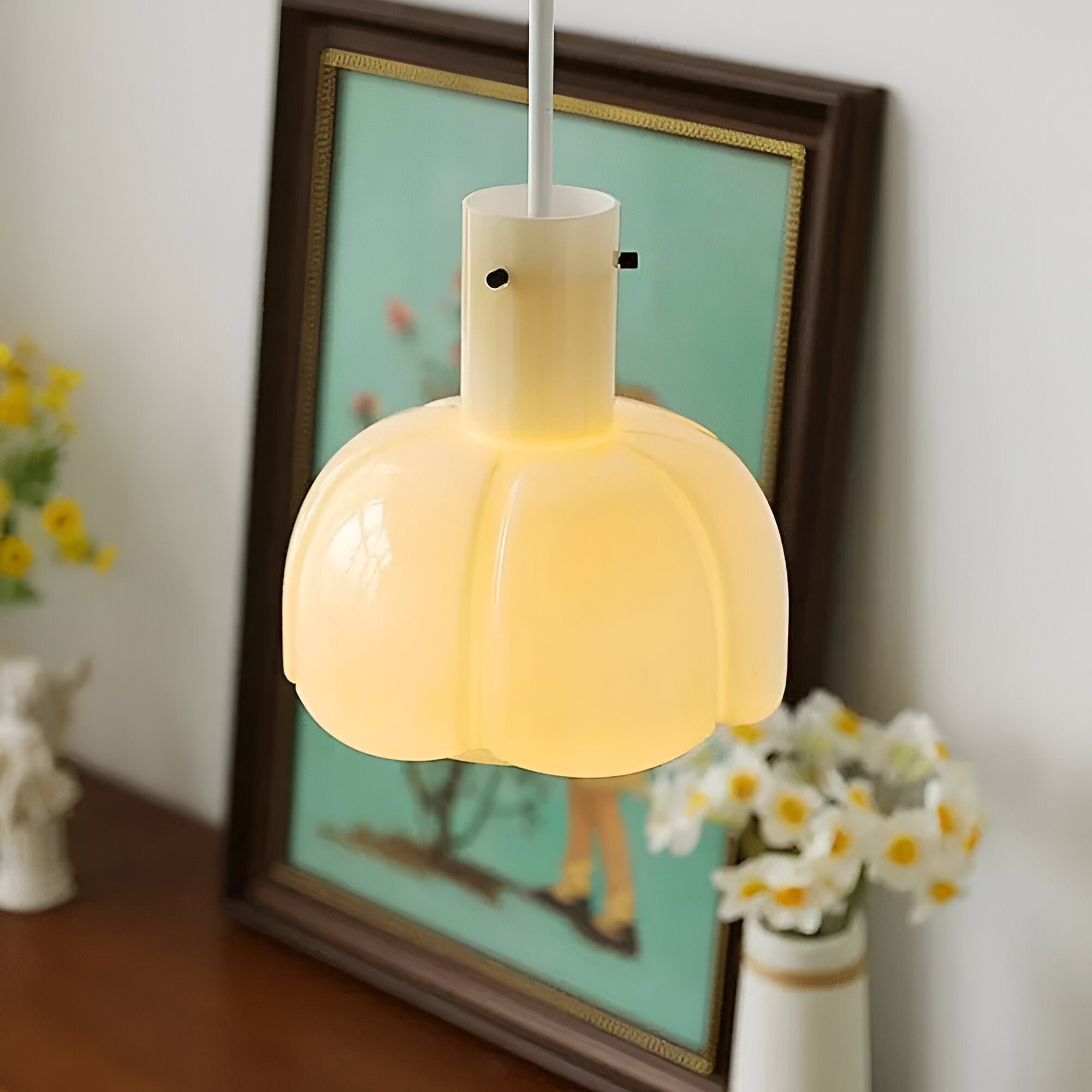 Nordic Flower Shaped Glass Pendant Light