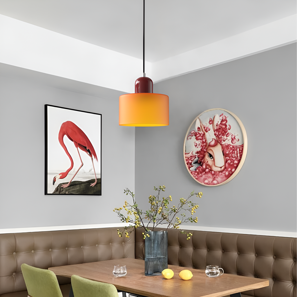 Nordic Iron Body Two-Tone Glass Pendant Light