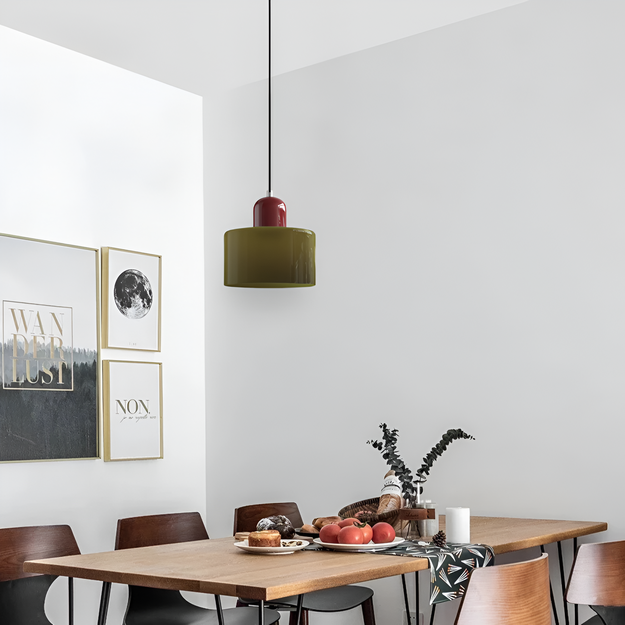 Nordic Iron Body Two-Tone Glass Pendant Light