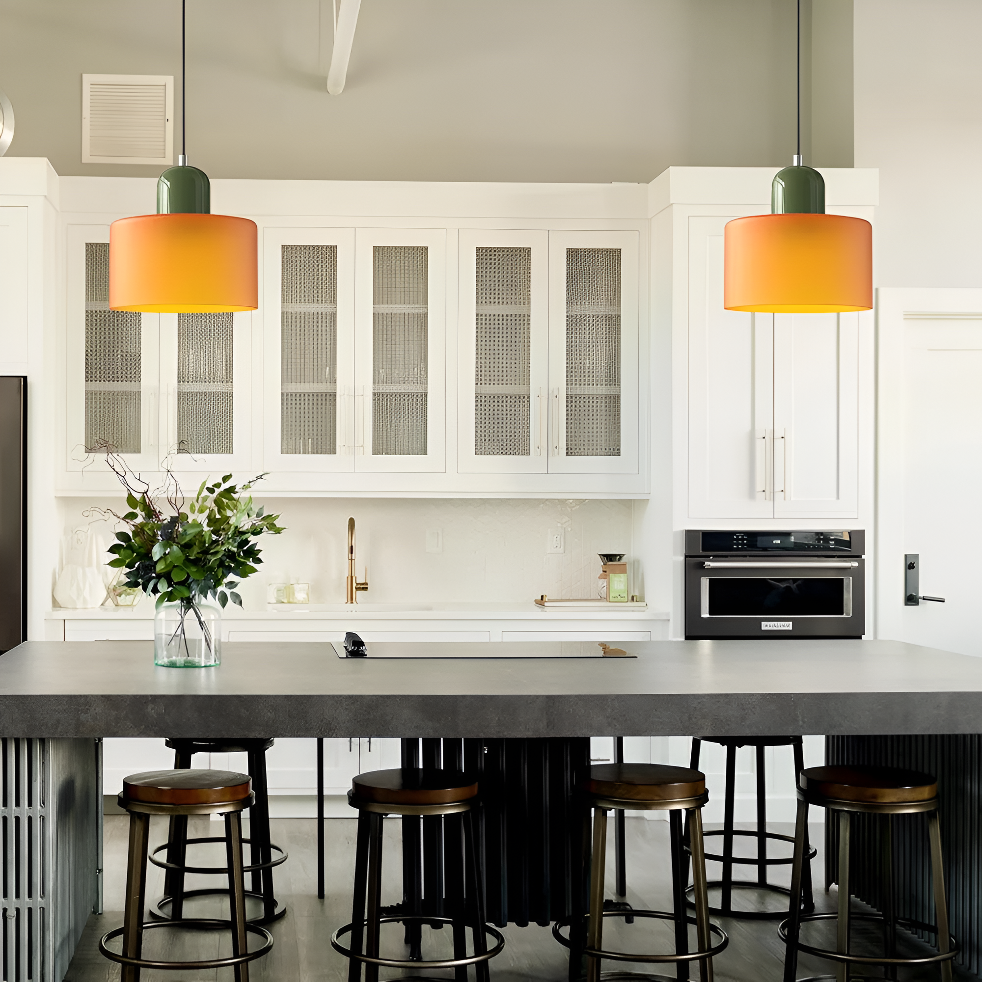 Nordic Iron Body Two-Tone Glass Pendant Light
