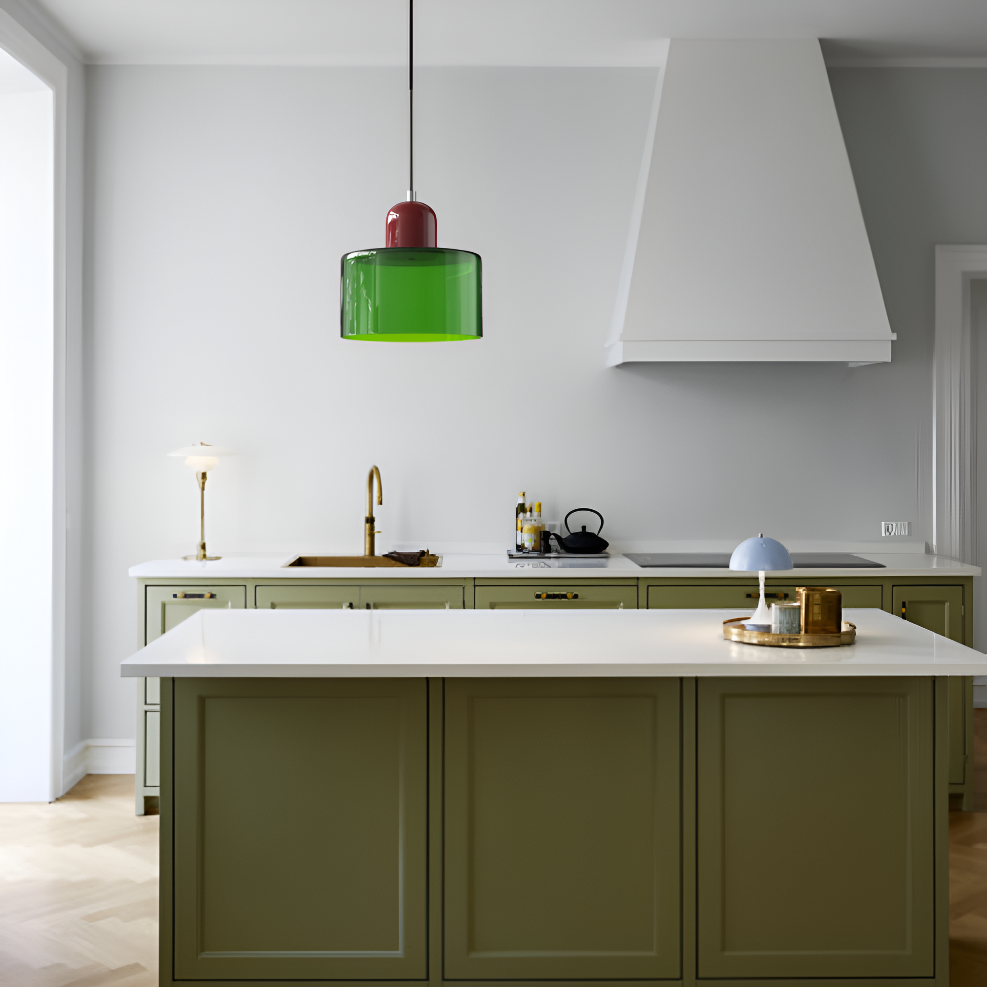 Nordic Iron Body Two-Tone Glass Pendant Light