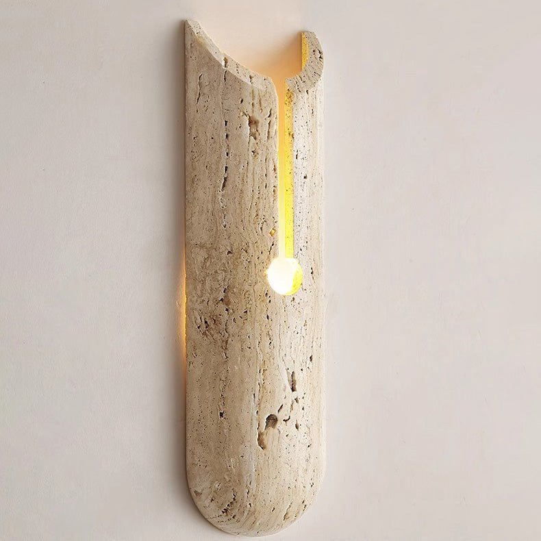 Traditional Japanese Travertine Elliptical Wall Light
