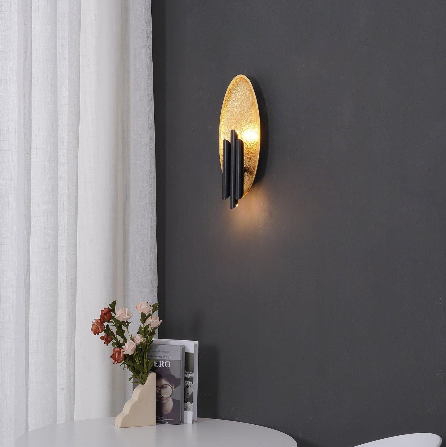 Luxury Oval Gold Foil Texture Metal Wall Light