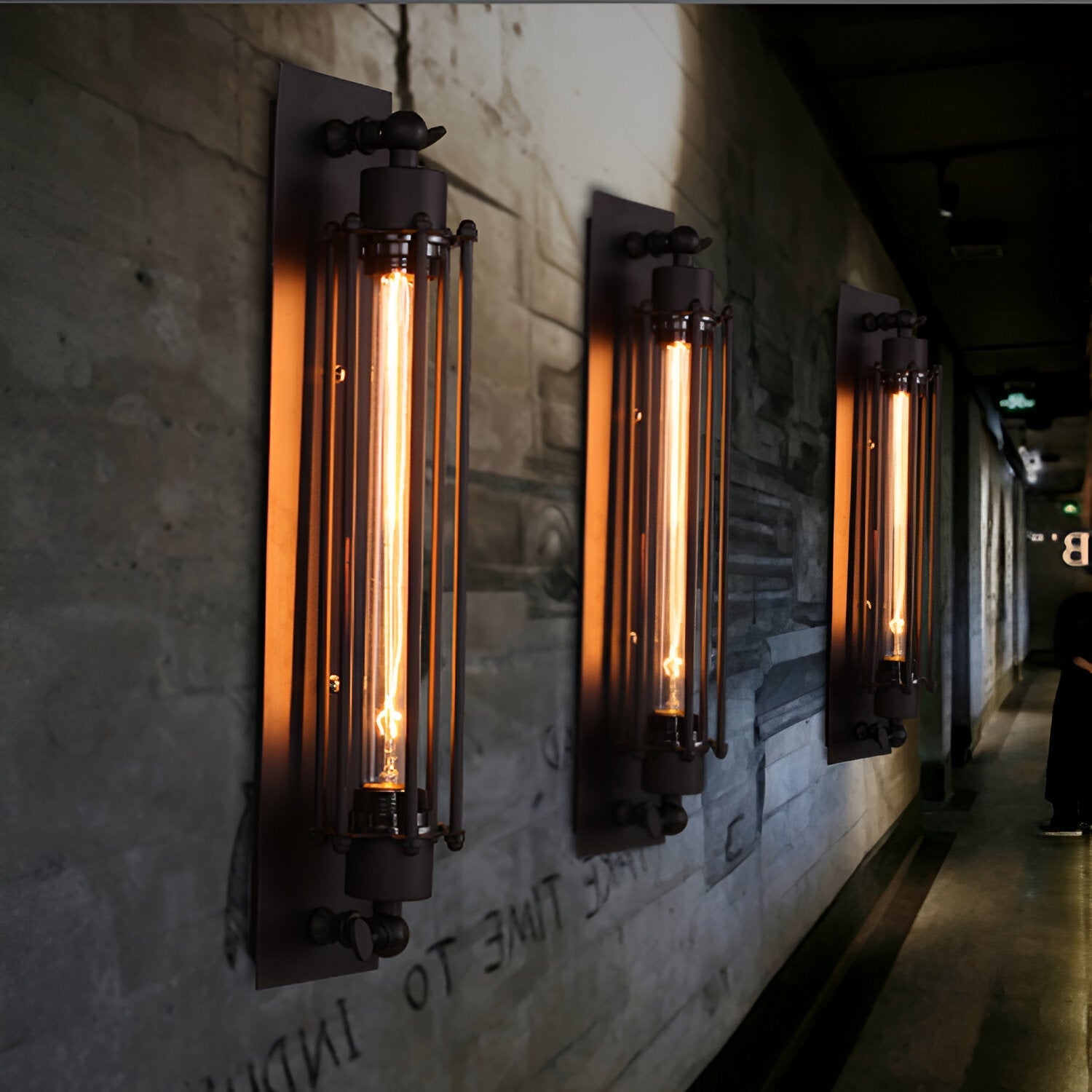 Retro Industrial Edison Long Flute Wall Light