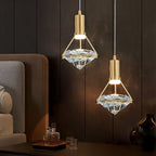 Diamond-Shaped Copper Crystal Pendant Light