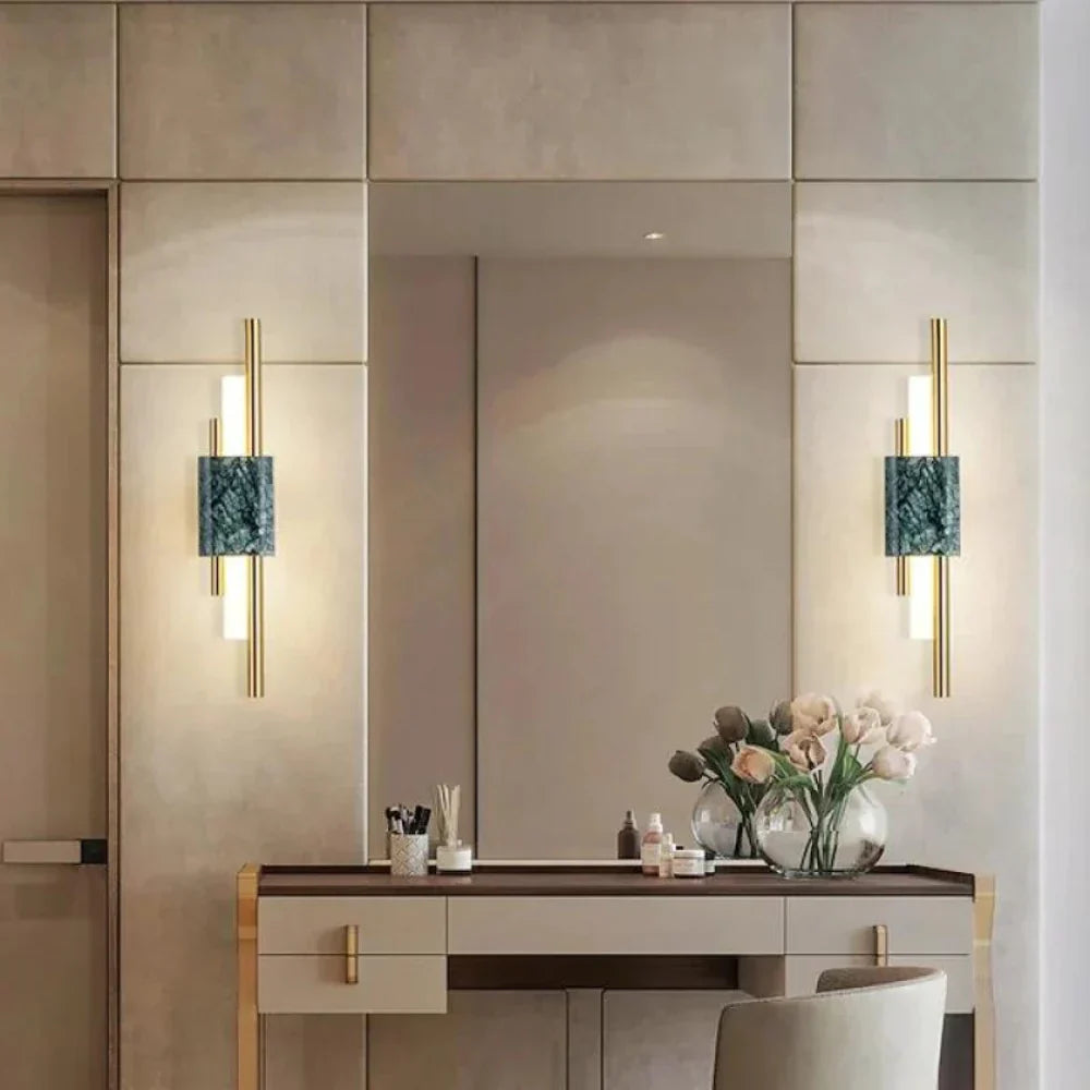 Refined Radiance Marble Accents Wall Light