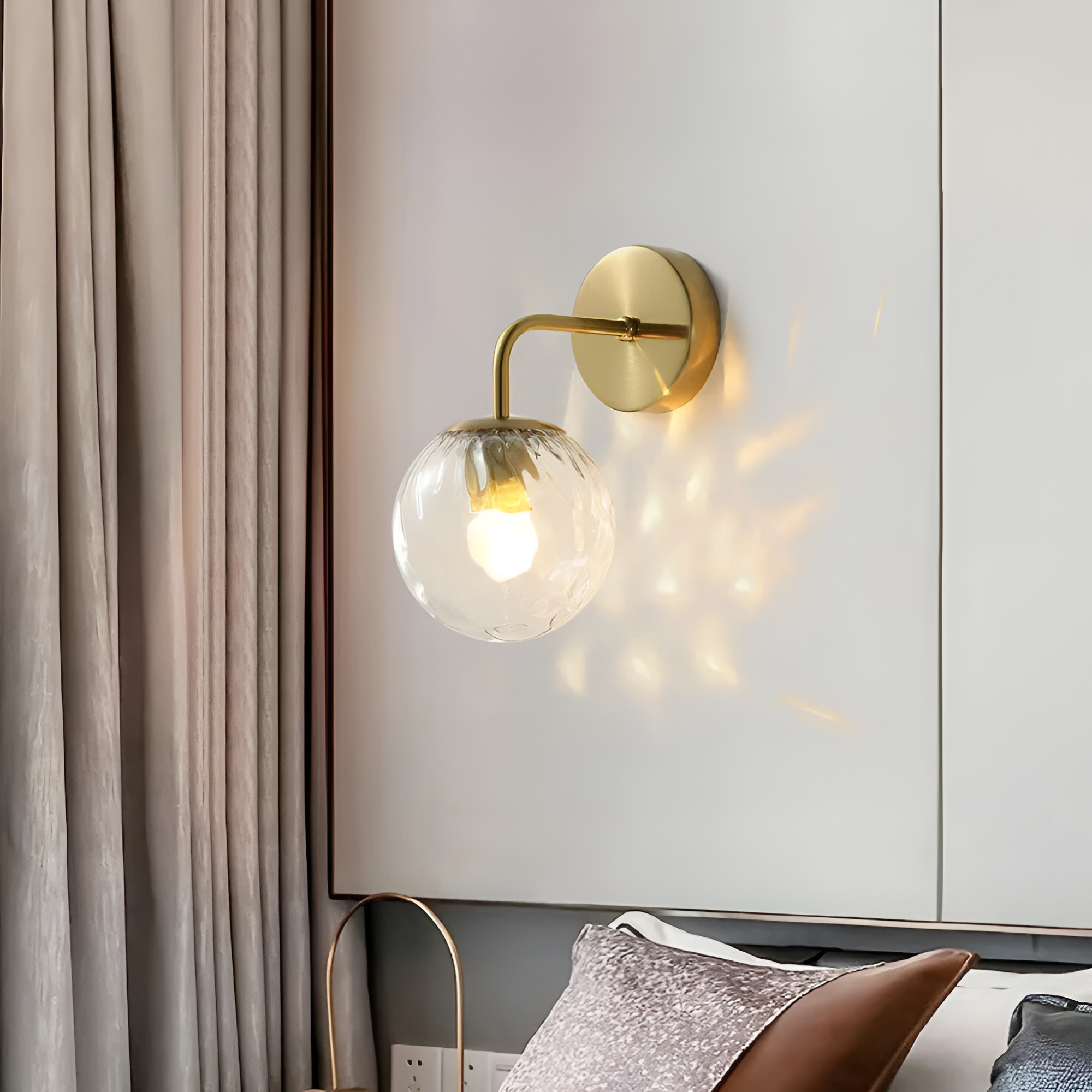 Modern Retro Rippled Glass Sphere Wall Light