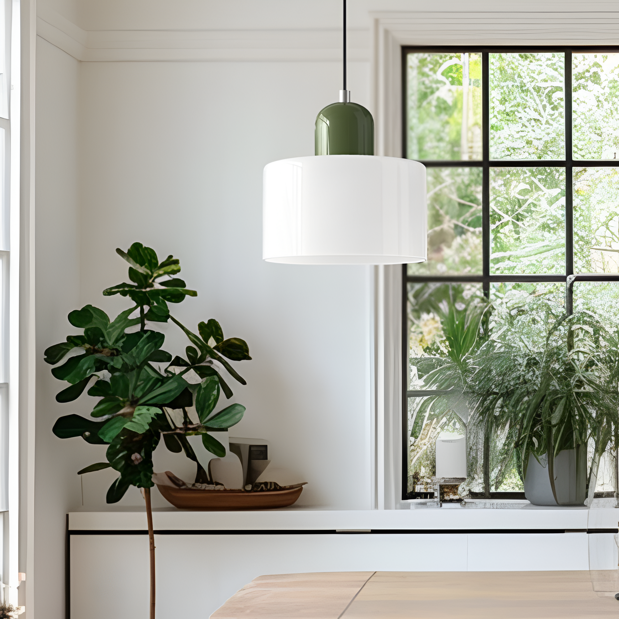 Nordic Iron Body Two-Tone Glass Pendant Light
