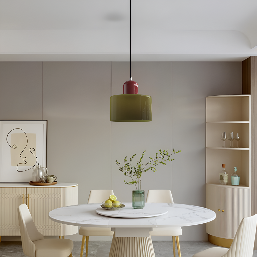 Nordic Iron Body Two-Tone Glass Pendant Light