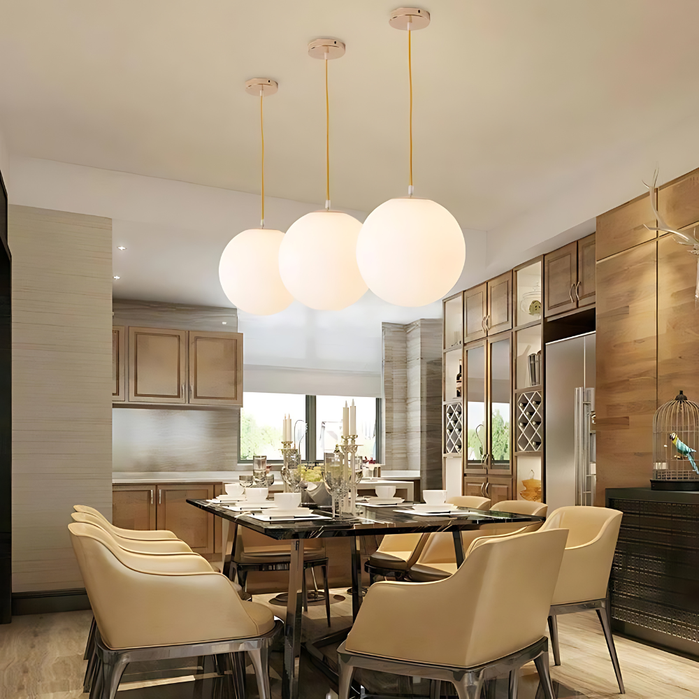 Nordic Globe Milky Glass Pendant Light